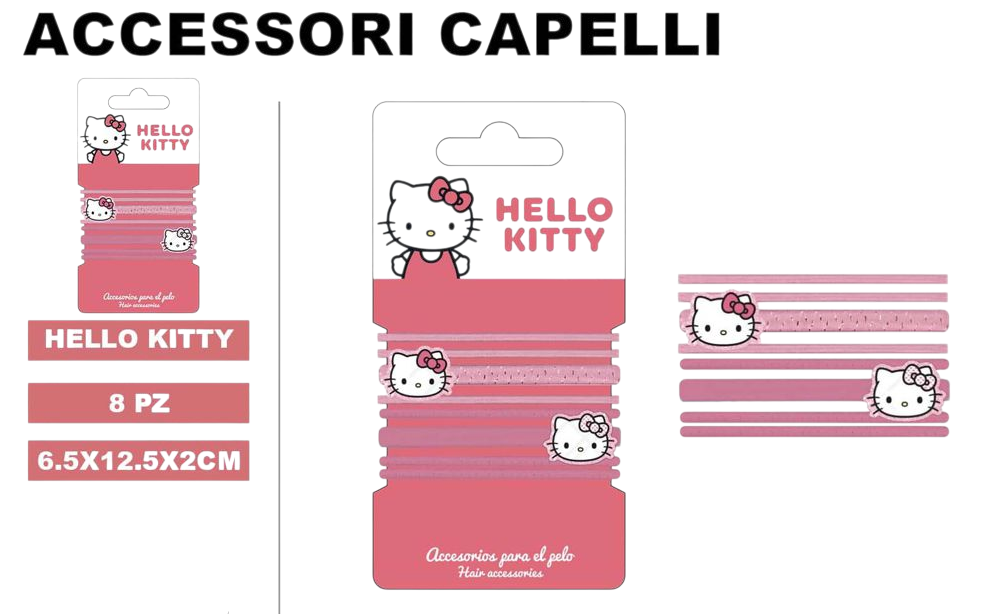 ACCESSORI CAPELLI ELASTICI 8 PEZZI HELLO KITTY
