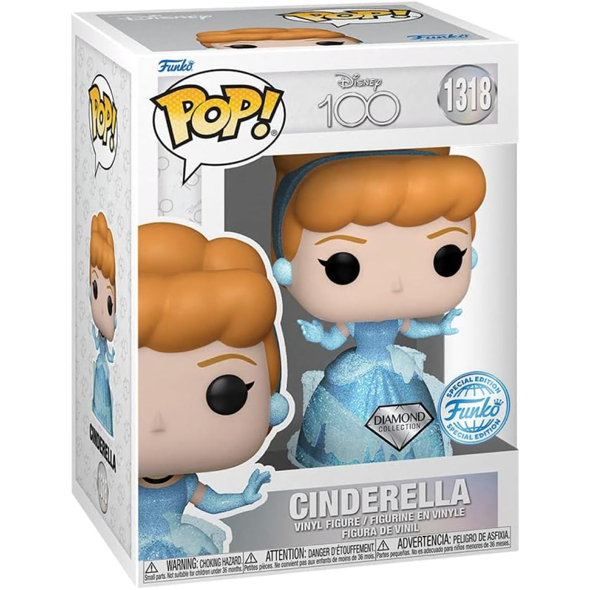 DISNEY: 100TH ANNIVERSARY - POP FUNKO VINYL FIGURE 1318 CINDERELLA (DGLT) 9CM GA EXCL
