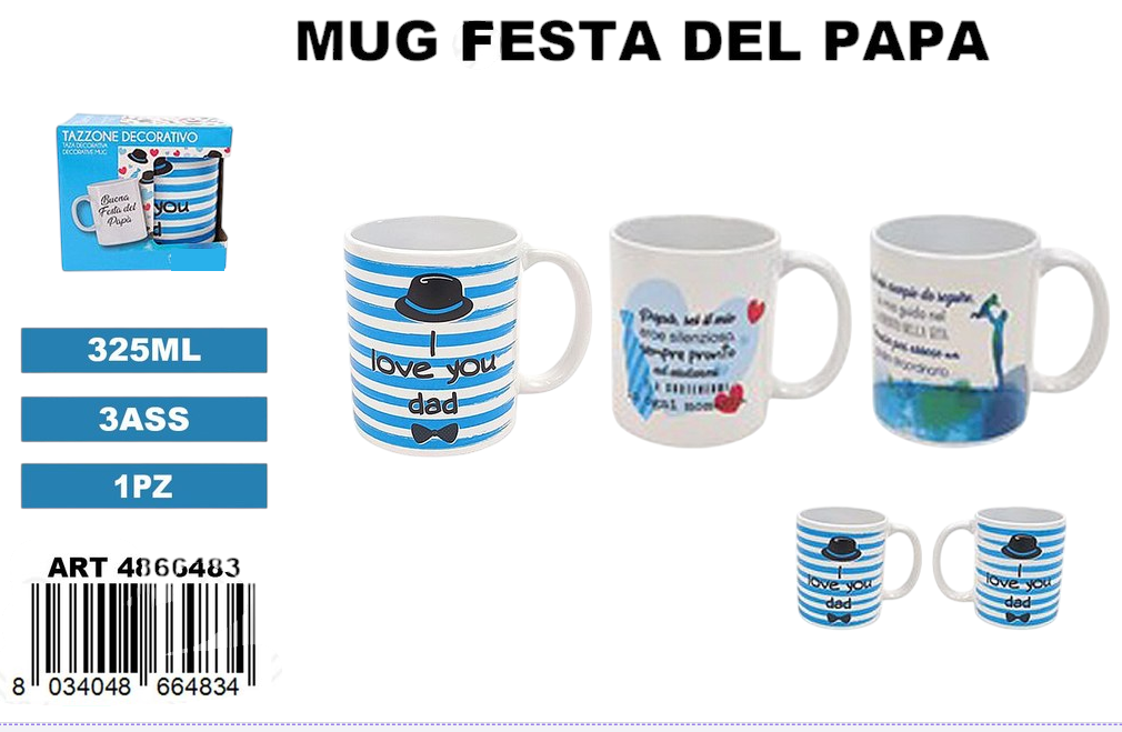 TAZZONE MUG 325ML FESTA DEL PAPA 3ASS IN BOX