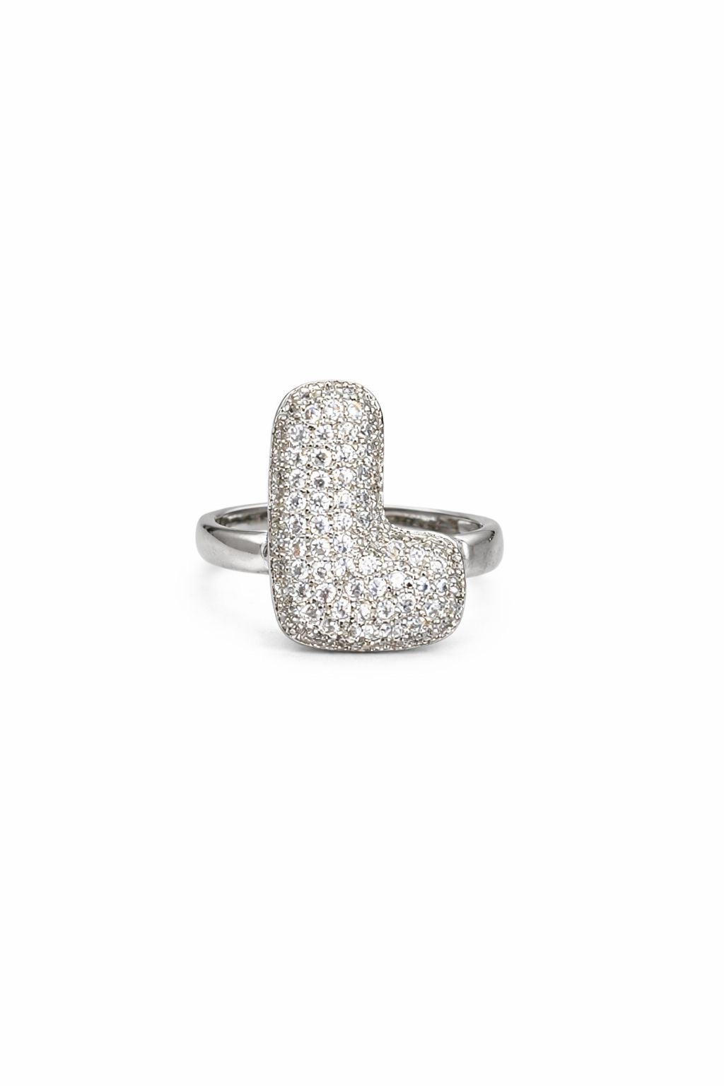 Anello con Iniziale Alfabetica a Bolla in Ottone con Zirconia – Anello Personalizzato Elegante