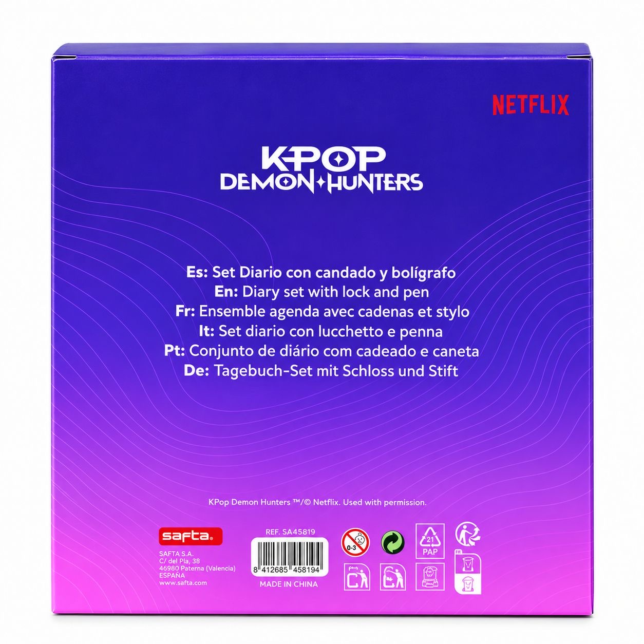 K-Pop Demon Hunters – Set Diario con Lucchetto, 10,5 × 14,8 cm