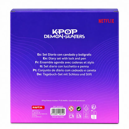 K-Pop Demon Hunters – Set Diario con Lucchetto, 10,5 × 14,8 cm