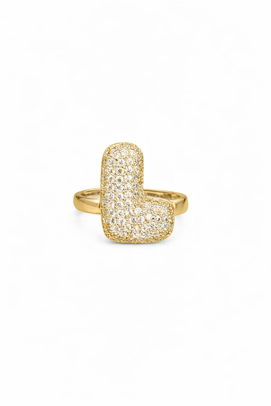 Anello con Iniziale Alfabetica a Bolla in Ottone con Zirconia – Anello Personalizzato Elegante