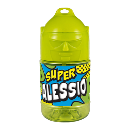 🦸♂️ Borraccia con Cannuccia Personalizzata Super Eroe 300 ml