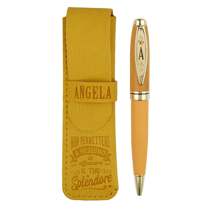 ✍️ Penna in Bamboo Personalizzata con Astuccio in Simil Pelle