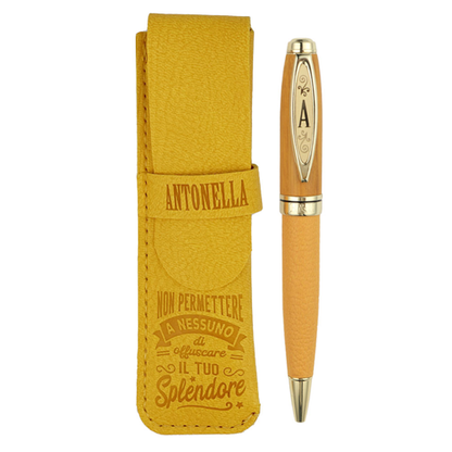 ✍️ Penna in Bamboo Personalizzata con Astuccio in Simil Pelle
