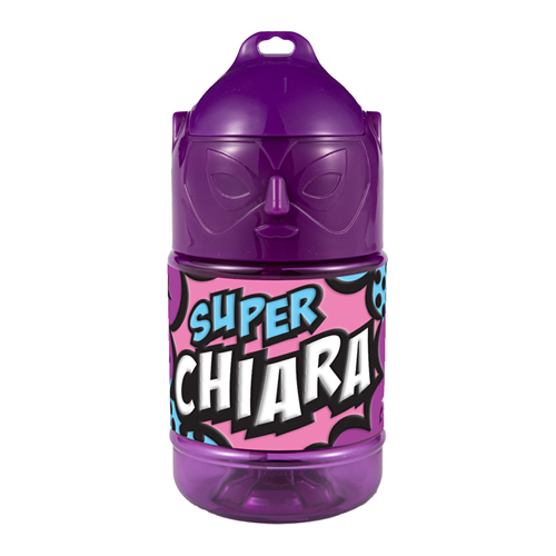 🦸♂️ Borraccia con Cannuccia Personalizzata Super Eroe 300 ml