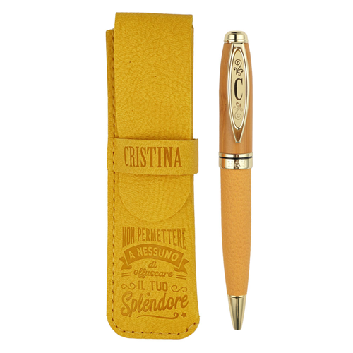 ✍️ Penna in Bamboo Personalizzata con Astuccio in Simil Pelle
