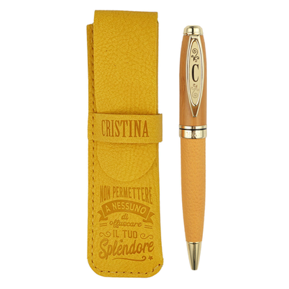 ✍️ Penna in Bamboo Personalizzata con Astuccio in Simil Pelle