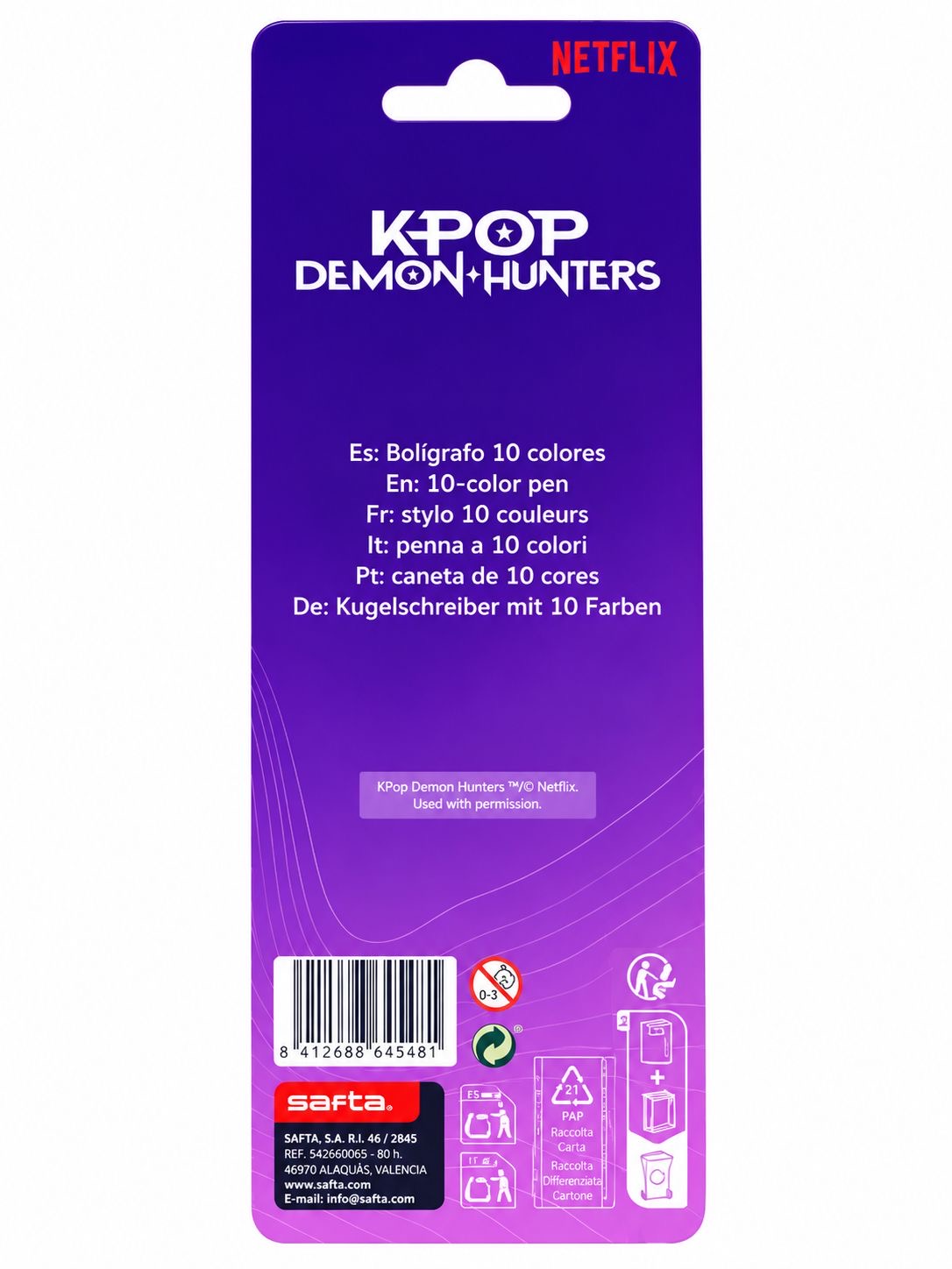 Set 10 Penne Colorate Retrattili K-Pop Demon Hunters Ufficiale