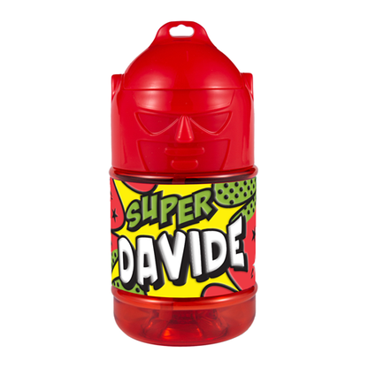 🦸♂️ Borraccia con Cannuccia Personalizzata Super Eroe 300 ml