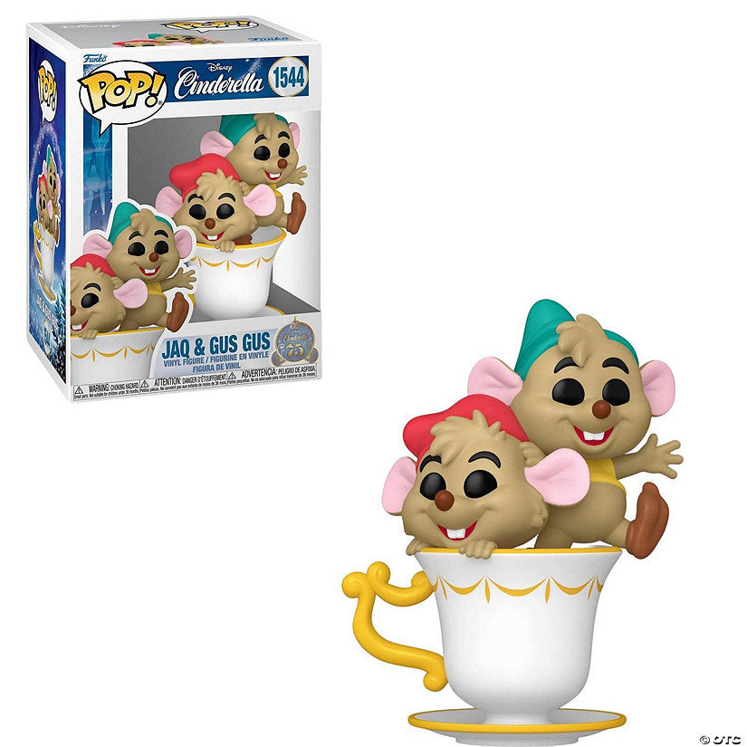 DISNEY: CINDERELLA 75TH ANNIVERSARY - POP FUNKO VINYL FIGURE 1544 JAQ & GUSGUS IN CUP 9CM
