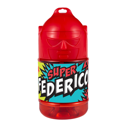 🦸♂️ Borraccia con Cannuccia Personalizzata Super Eroe 300 ml