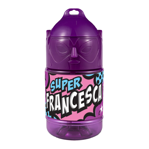 🦸♂️ Borraccia con Cannuccia Personalizzata Super Eroe 300 ml