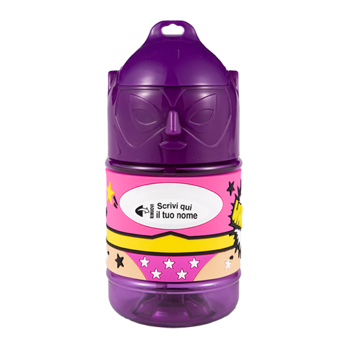 🦸♂️ Borraccia con Cannuccia Personalizzata Super Eroe 300 ml