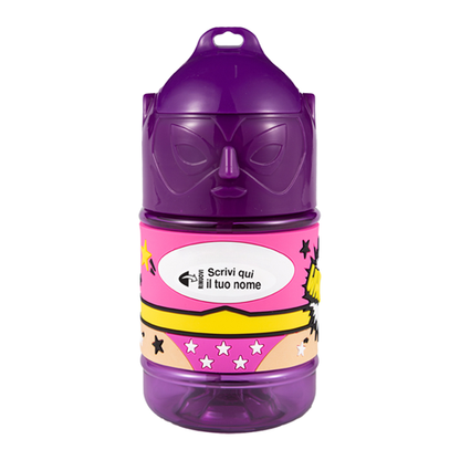 🦸♂️ Borraccia con Cannuccia Personalizzata Super Eroe 300 ml