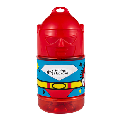 🦸♂️ Borraccia con Cannuccia Personalizzata Super Eroe 300 ml
