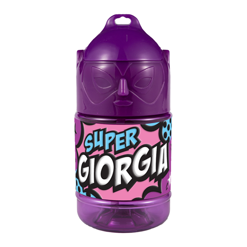 🦸♂️ Borraccia con Cannuccia Personalizzata Super Eroe 300 ml