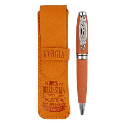 ✍️ Penna in Bamboo Personalizzata con Astuccio in Simil Pelle