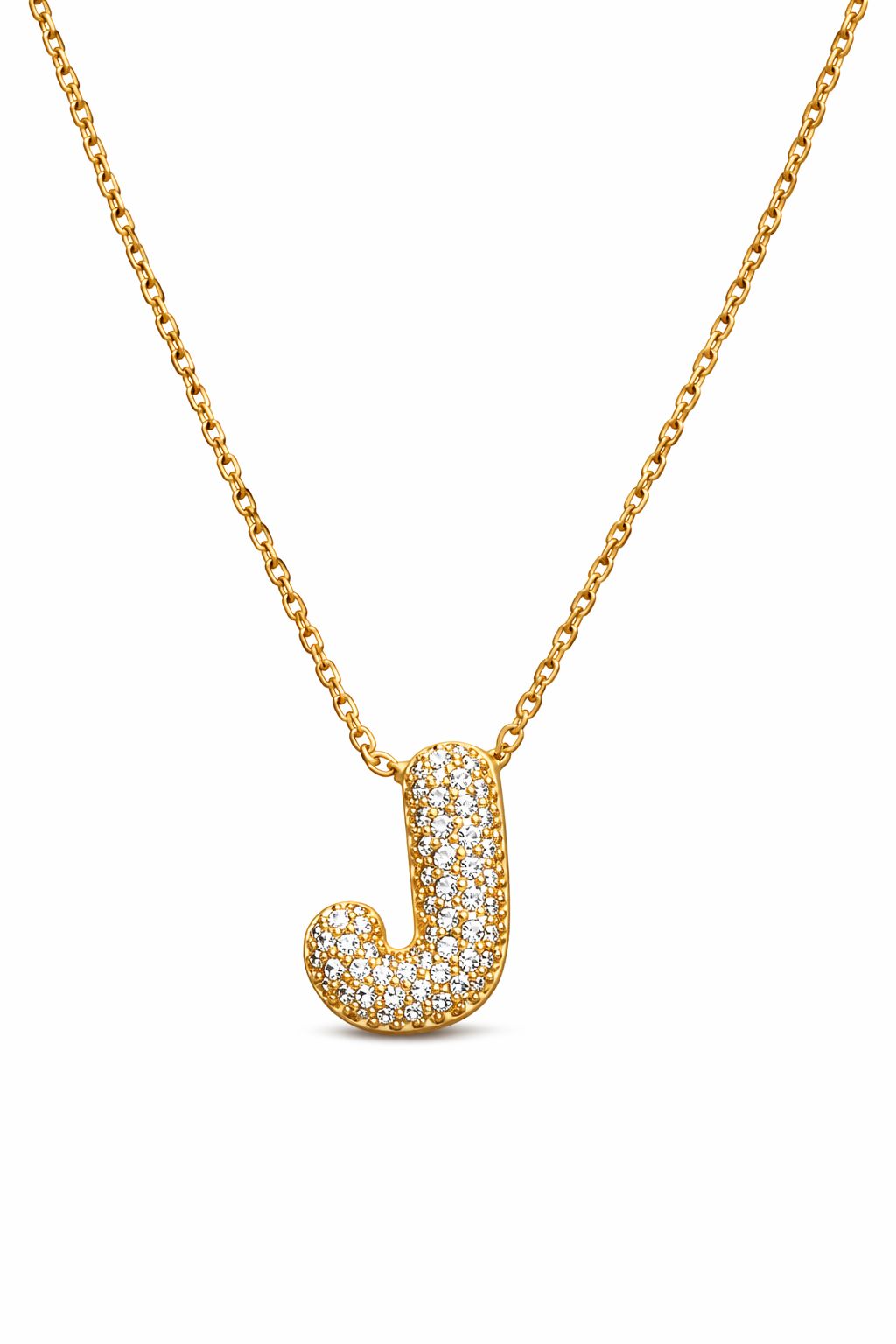 Collana in Acciaio con Iniziale a Bolla e Zirconia – Ciondolo Lettera Alfabeto Brillante