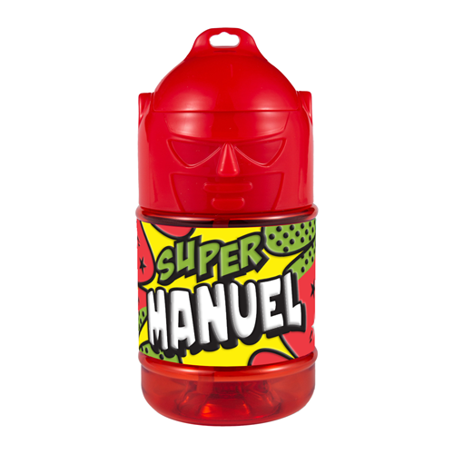 🦸♂️ Borraccia con Cannuccia Personalizzata Super Eroe 300 ml