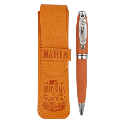 ✍️ Penna in Bamboo Personalizzata con Astuccio in Simil Pelle