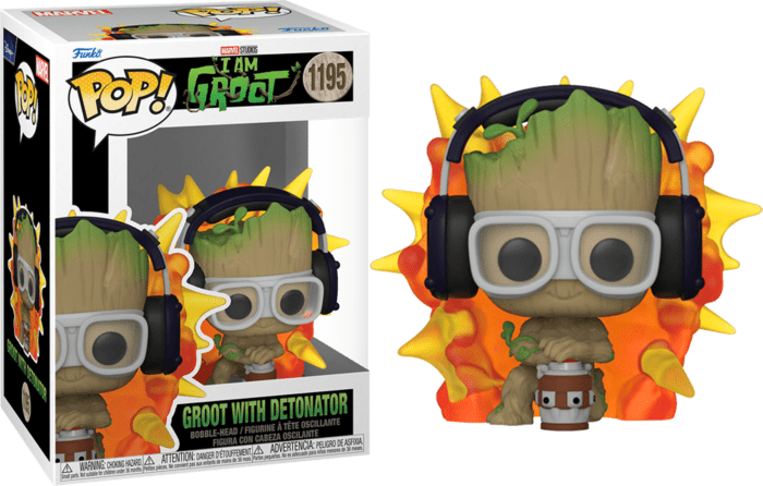 MARVEL: I AM GROOT - POP FUNKO VINYL FIGURE 1195 GROOT W/DETONATOR 9CM