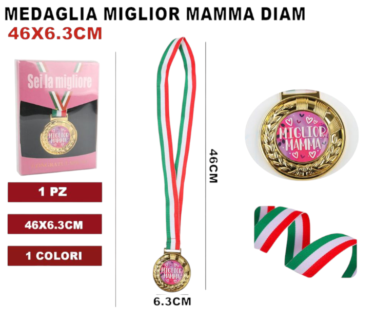 MEDAGLIA MIGLIOR MAMMA DIAM.6.3CM