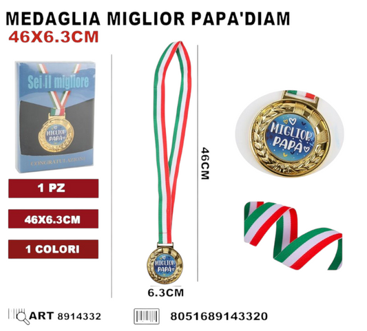 MADAGLIA MIGLIOR PAPA DIAM.6.3CM