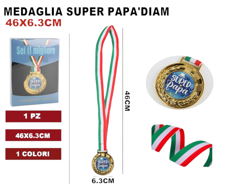 MEDAGLIA SUPER PAPA DIAM.6.3CM
