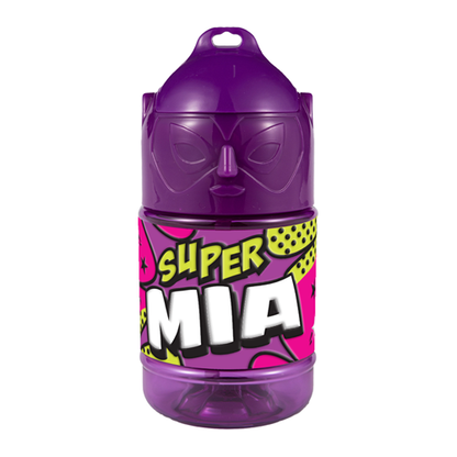 🦸♂️ Borraccia con Cannuccia Personalizzata Super Eroe 300 ml