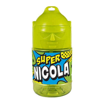 🦸♂️ Borraccia con Cannuccia Personalizzata Super Eroe 300 ml