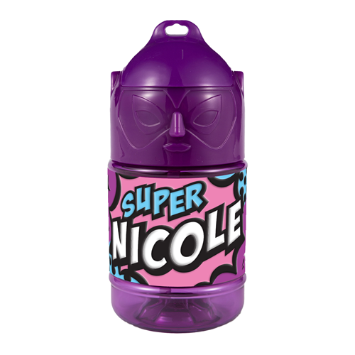 🦸♂️ Borraccia con Cannuccia Personalizzata Super Eroe 300 ml