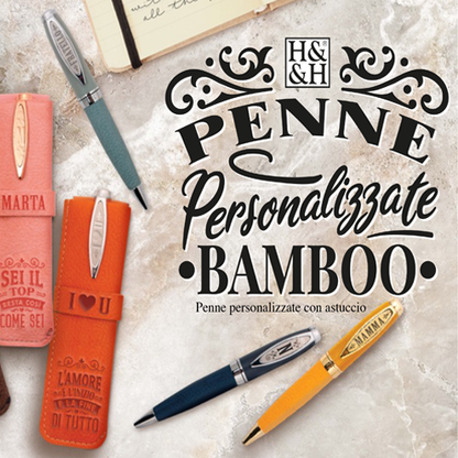 ✍️ Penna in Bamboo Personalizzata con Astuccio in Simil Pelle
