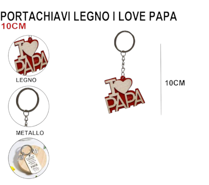 PORTACHIAVI LEGNO I LOVE PAPA