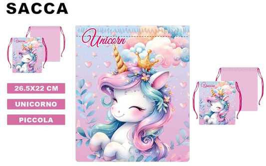 Sacca da ginnastica Unicorno piccola 26,5x22 cm