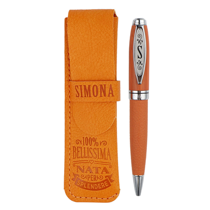 ✍️ Penna in Bamboo Personalizzata con Astuccio in Simil Pelle