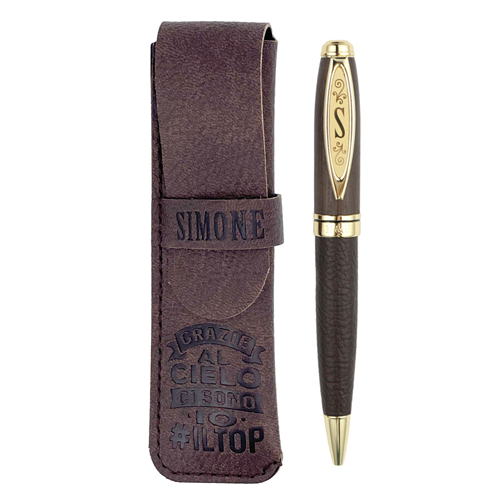 ✍️ Penna in Bamboo Personalizzata con Astuccio in Simil Pelle