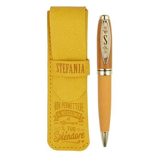 ✍️ Penna in Bamboo Personalizzata con Astuccio in Simil Pelle