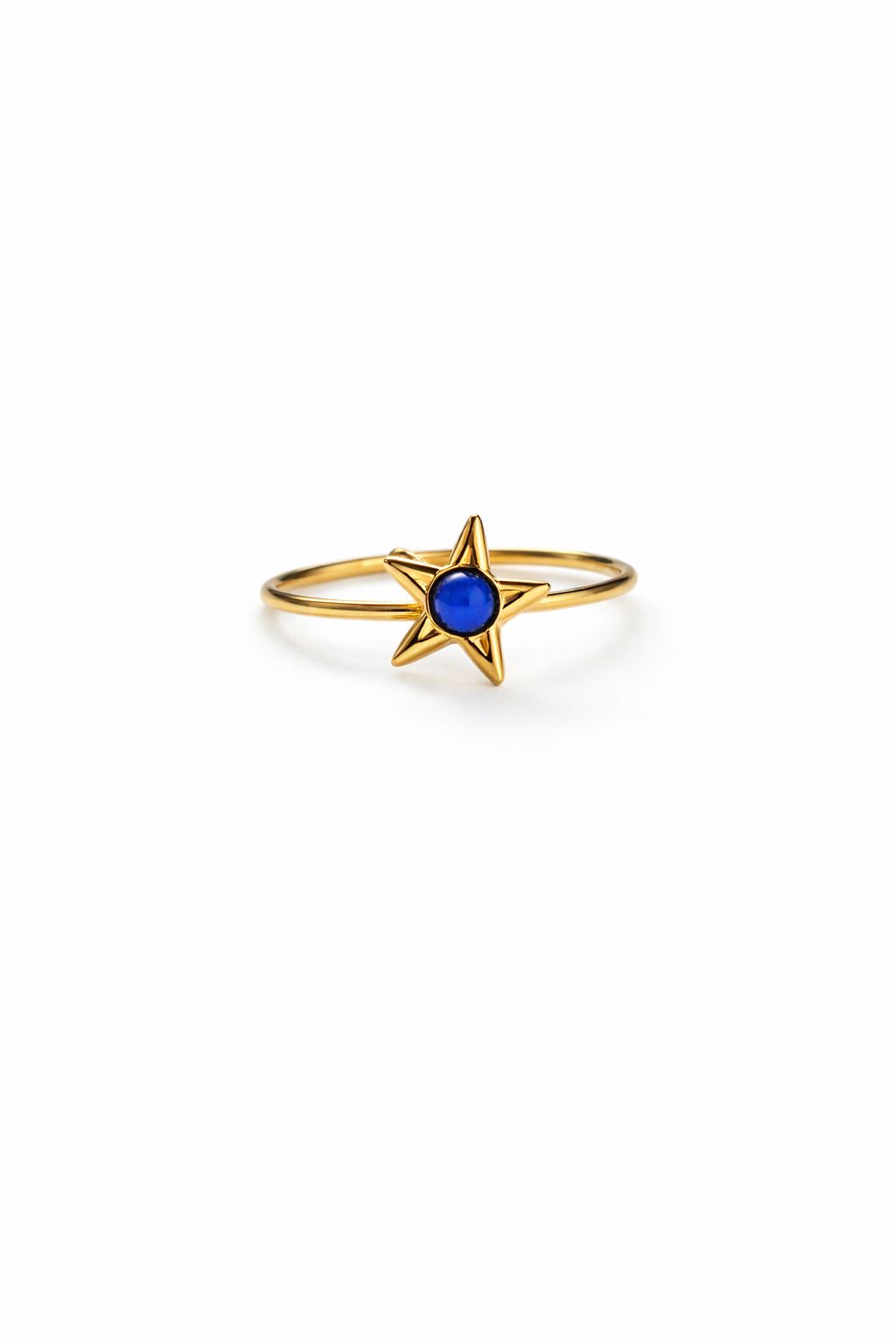 Anello in Acciaio Dorato con Pietra Naturale