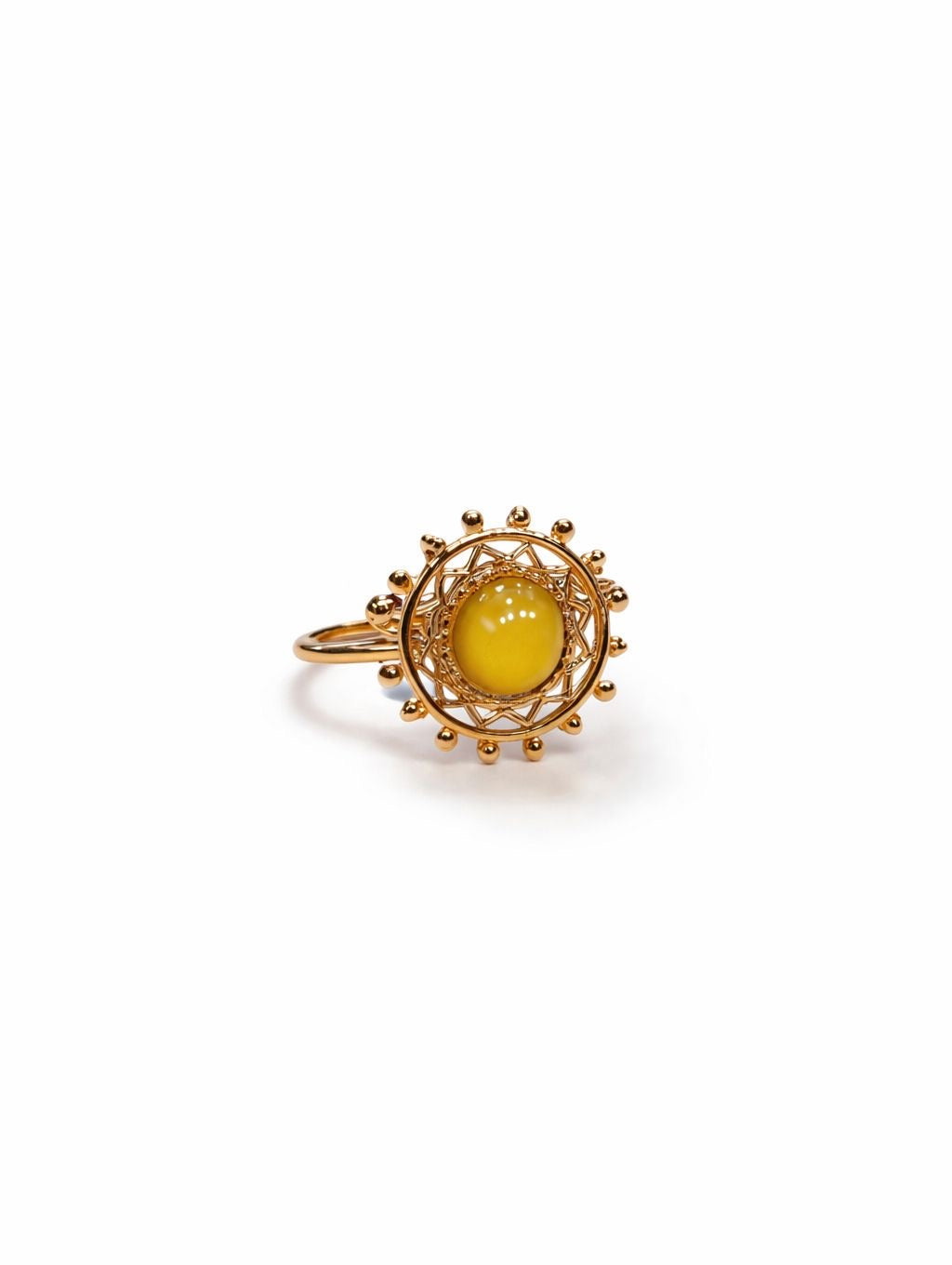 Anello in Acciaio Dorato con Pietra Naturale