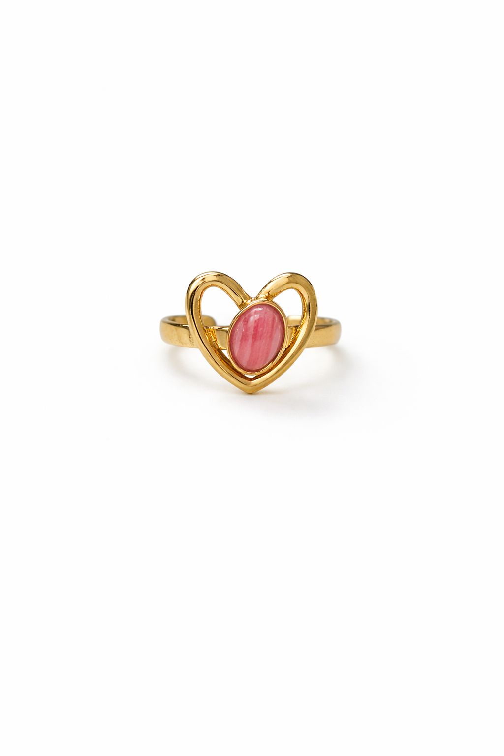 Anello in Acciaio Dorato con Pietra Naturale